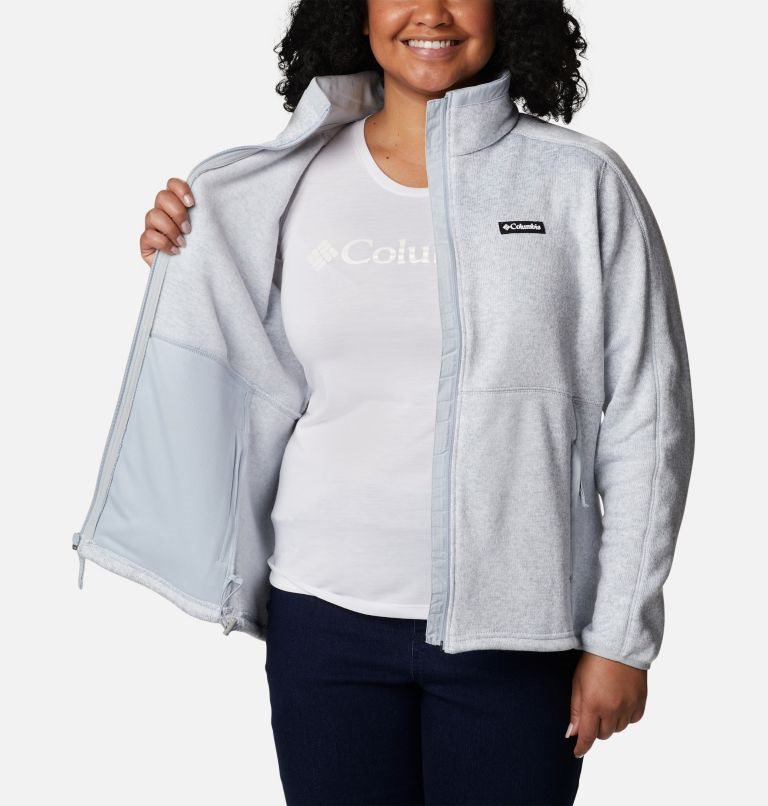 Jachete Din Lână Columbia Pulovere Weather Full Zip Dama Gri Deschis | Plus Size ZT7MA80QZ